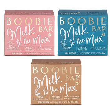 Boobie Brands Lactation Bars, Vegan, Gluten-Free, Fenugreek-Free, Variety Pack, 18 Count (1.7 Ounce Bars)