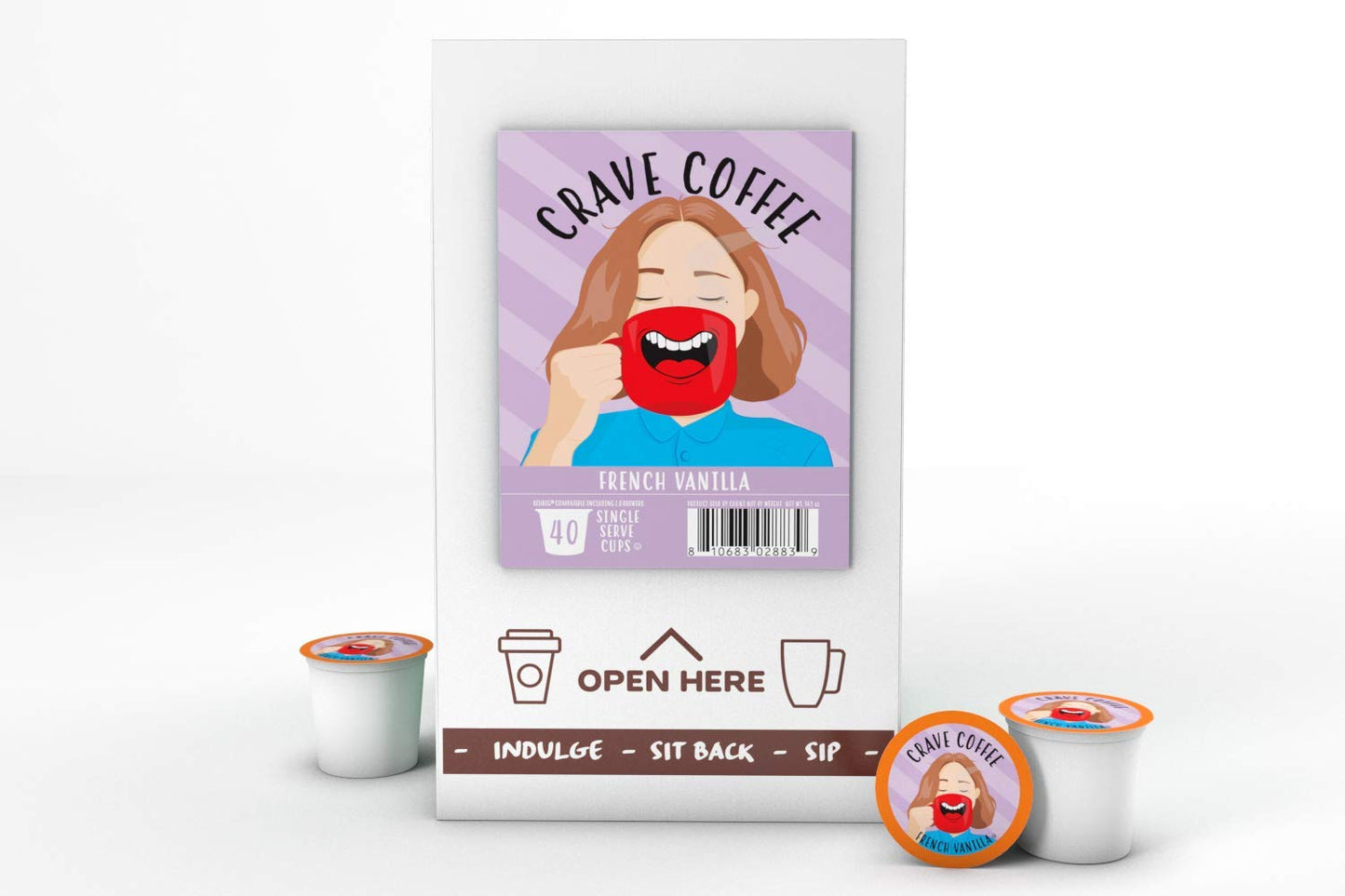 Crave Beverages Flavored Coffee Pods, French Vanilla, 40 Count, Compatible with 2 K-Cup malt-inspired