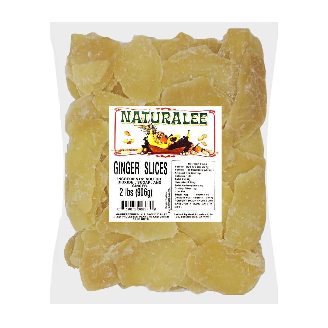 Naturalee Dried & Crystallized Ginger Slices 2 Lb - Healthy Snack - Packed With Vitamin C