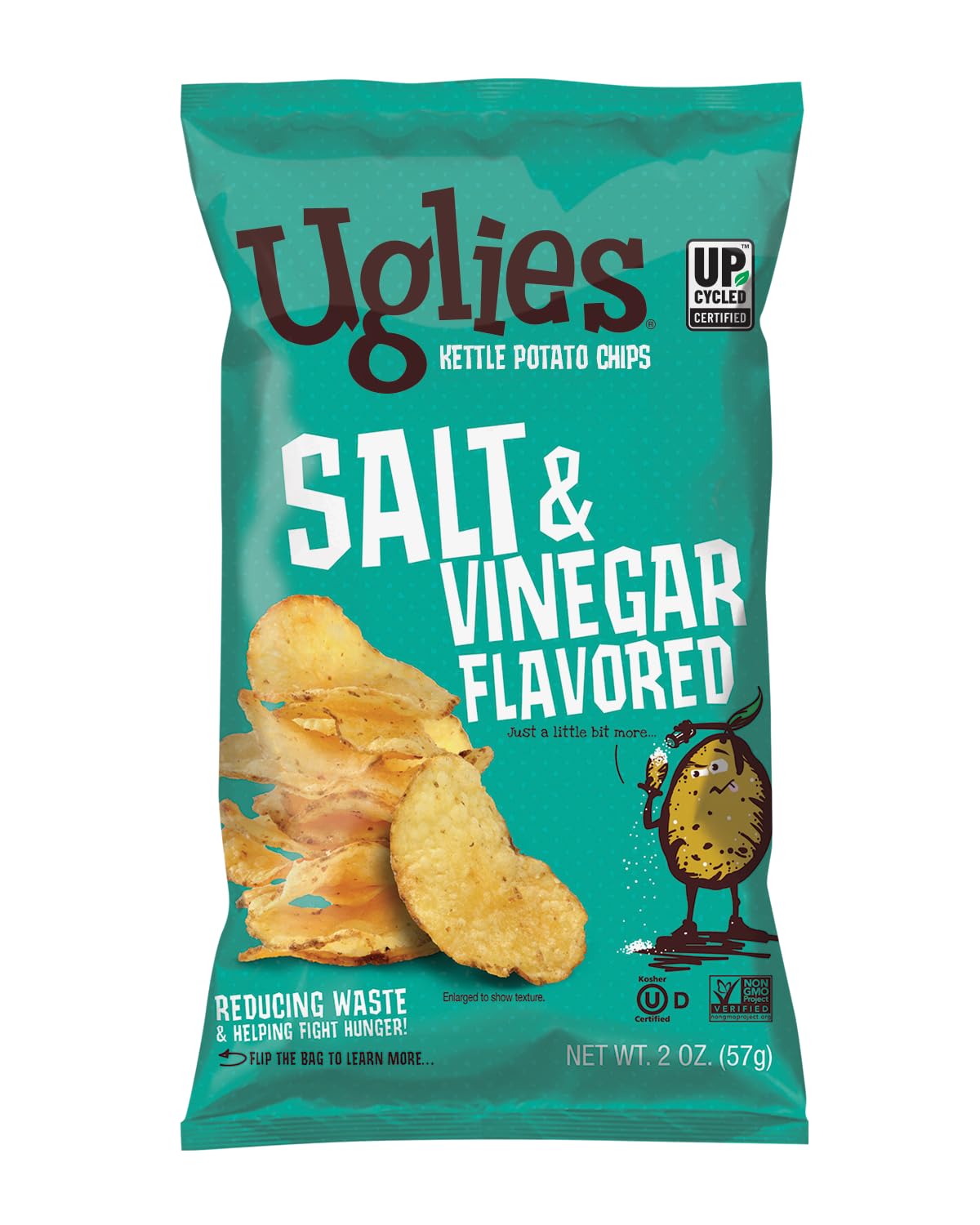 UGLIES Kettle-Cooked Potato Chips, Gluten-Free Snacks, Kosher-Friendly, Non-GMO Snacks for Kids or Office, Salt and Vinegar Pota