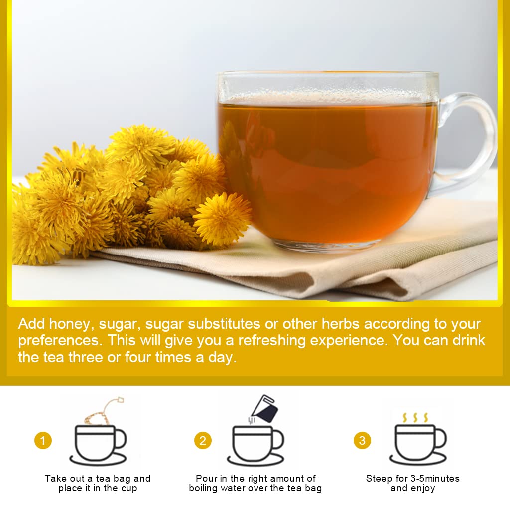 GORNVB Organic Dandelion Leaf & Root Tea, Caffeine Free, 40 Tea Bags, Supports Healthy Digestion and Kidney Function