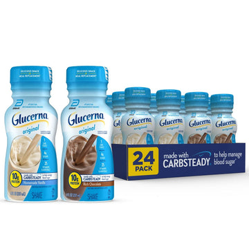Glucerna, Diabetes Nutritional Shake, To Help Manage Blood Sugar, Rich Chocolate & Homemade Vanilla, 8 Fl Oz (Pack Of 24)