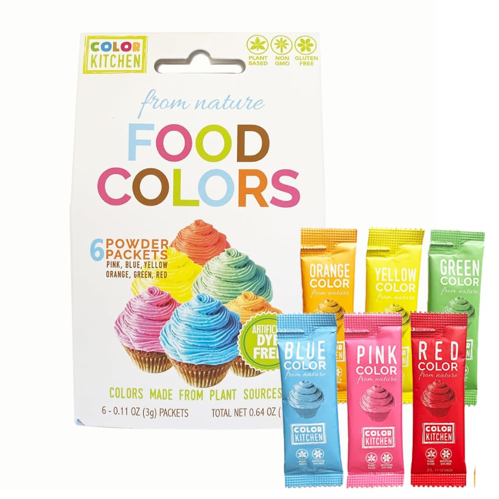 Color Kitchen Food Coloring Vibrant 6 Pack - Plant-based Colors | Artificial Dye-free | Gluten-free | Non-GMO | Kosher | Vegan |