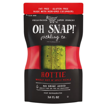 Oh Snap! Hottie Whole Pickle (12 Pack) - Whole Hot N' Spicy Pickle Snack - Fresh Packed Ready To Eat - Gluten-Free, Fat-Free, No