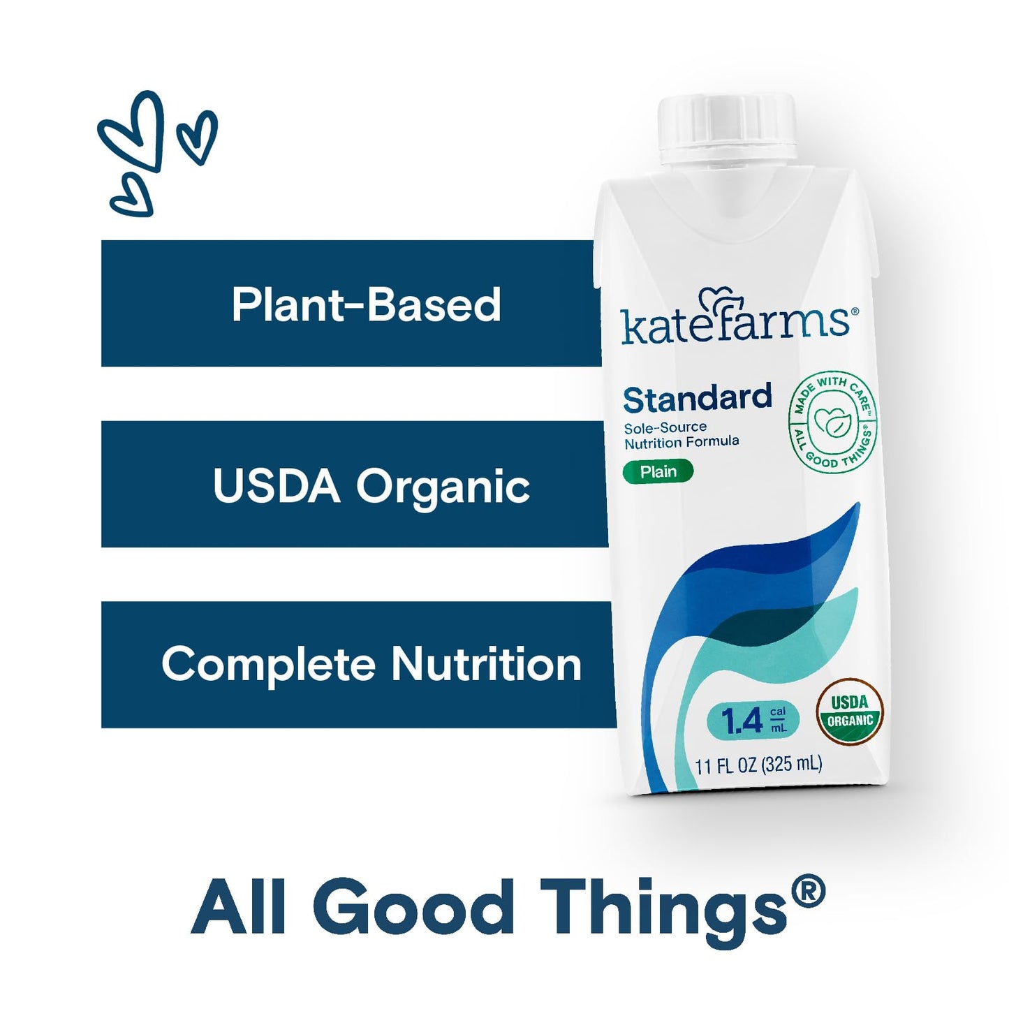 Kate Farms Organic High Calorie Nutrition Shake, 20g Protein, 27 Vitamins, 11 Fl Oz (12 Pack)