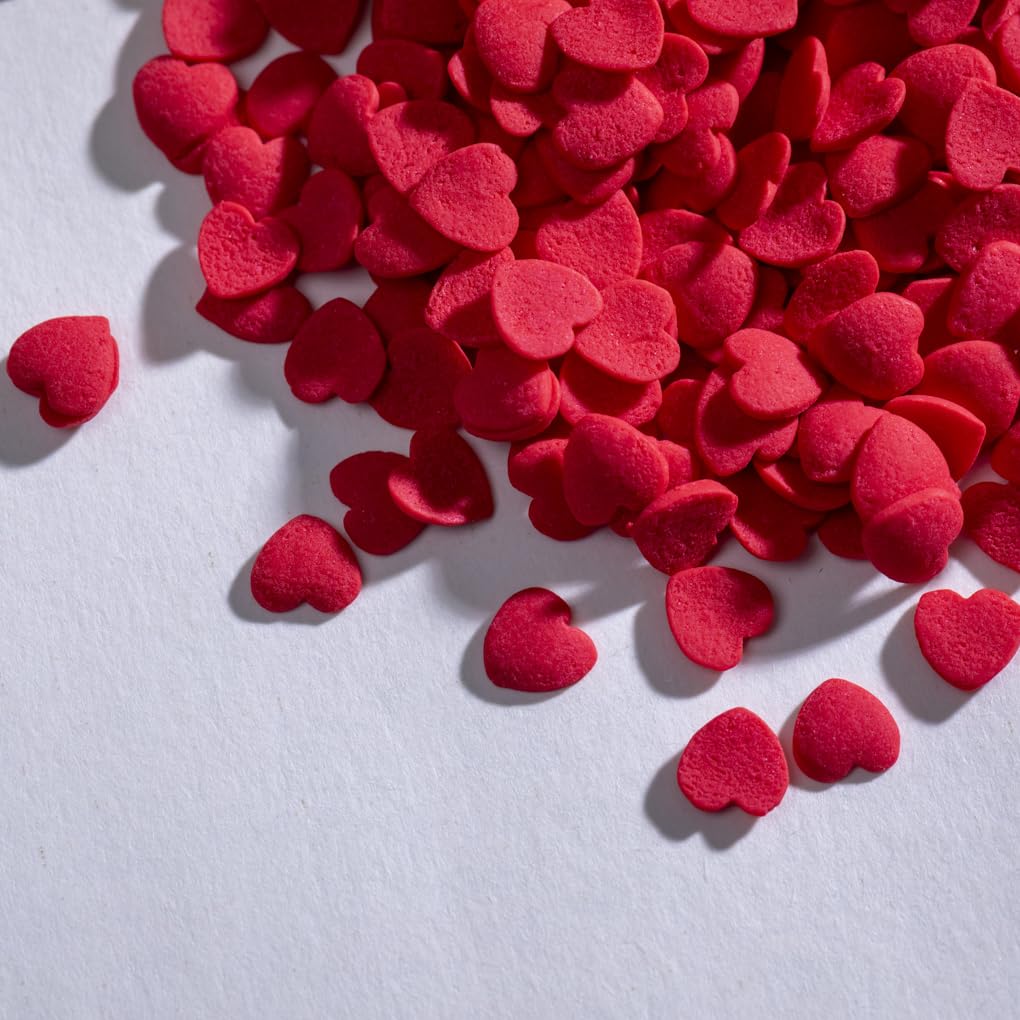 NIPEOR Jumbo Heart-Shaped Sprinkles for Cake Decorating, 100g Edible Valentine’s Day Candy, Red Heart