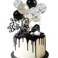 Beishida 5 Inch 10Pcs Balloon Cloud Cake Topper Silver Black Happy Birthday Cake Toppers Mini Balloon Cake Topper Garland With H
