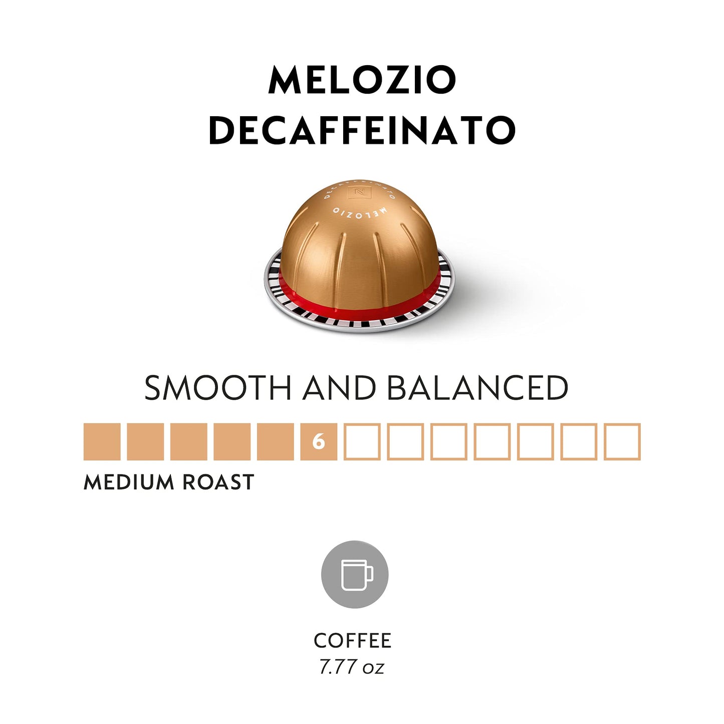 Nespresso compact pieces Vertuo Melozio Decaffeinato Medium Roast Espresso 30 Count Coffee Pods