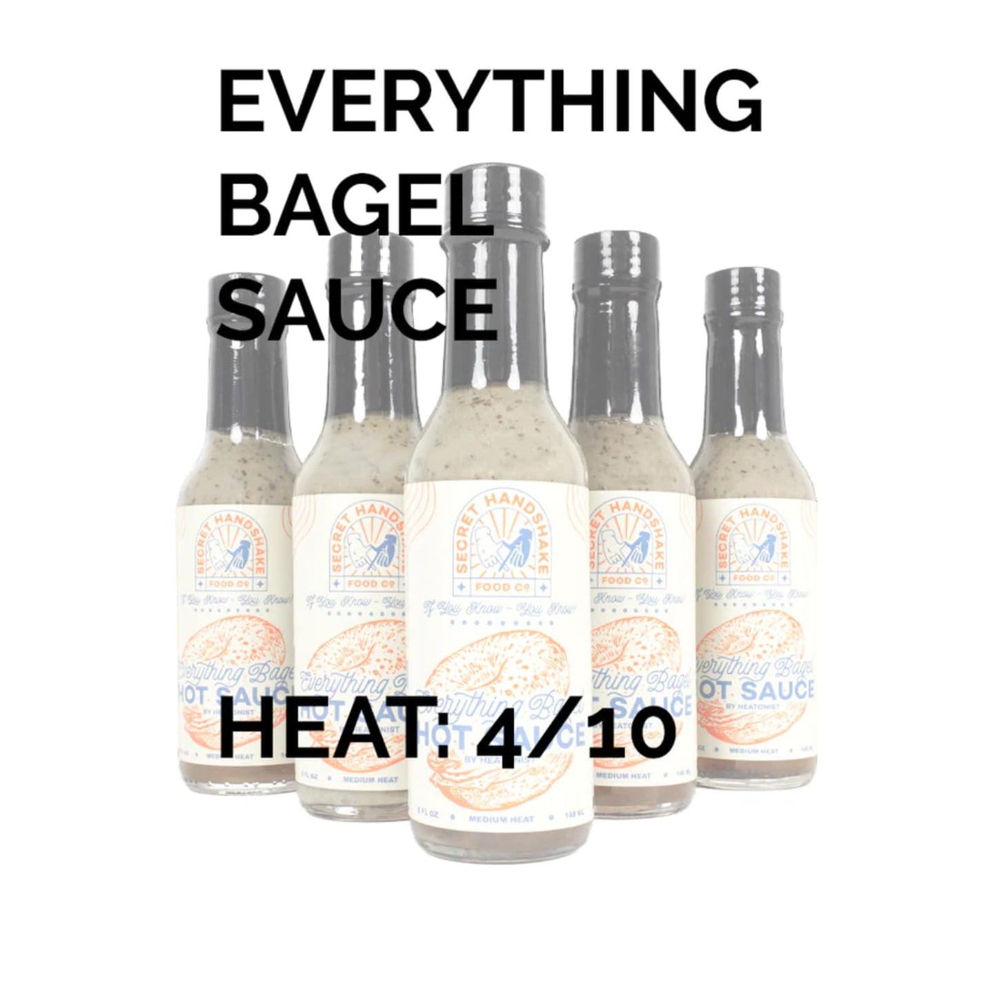 Everything Bagel Sauce by Secret Handshake Food Co., Mild Heat Hot Sauce With Flavors of Scorpion Pepper Powder, Sesame Seeds &