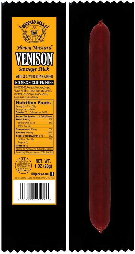 Buffalo Bills Exotic Game Meat Sausage Sticks - Elk, Venison, Wild Boar - 1 Ounce (Pack of 15)