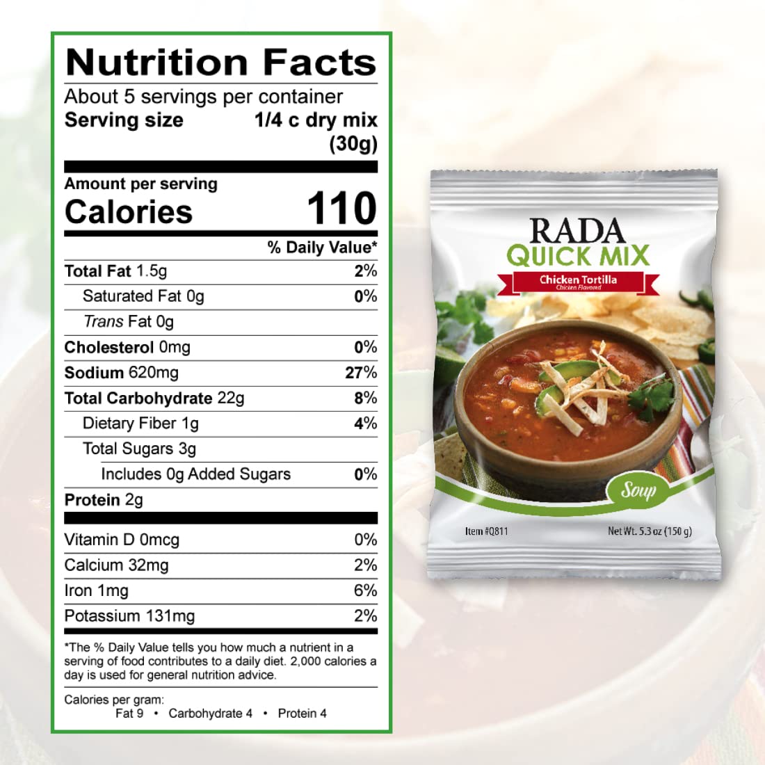 Rada Chicken Tortilla Soup Mix, Made In Usa, Pack Of 3