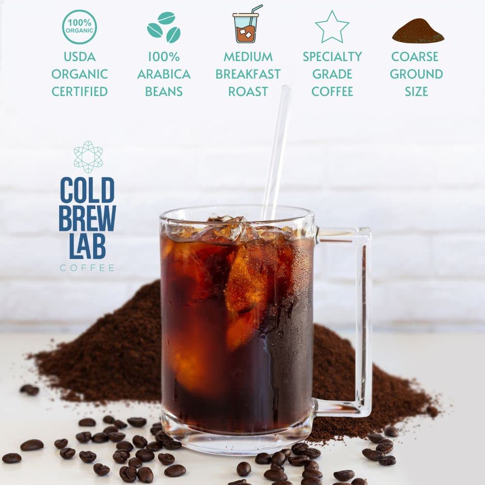 Cold Brew Organic Breakfast Blend Coffee, Coarse Ground, Medium Roast, 2 Lb, For Cold Brewing & French Press