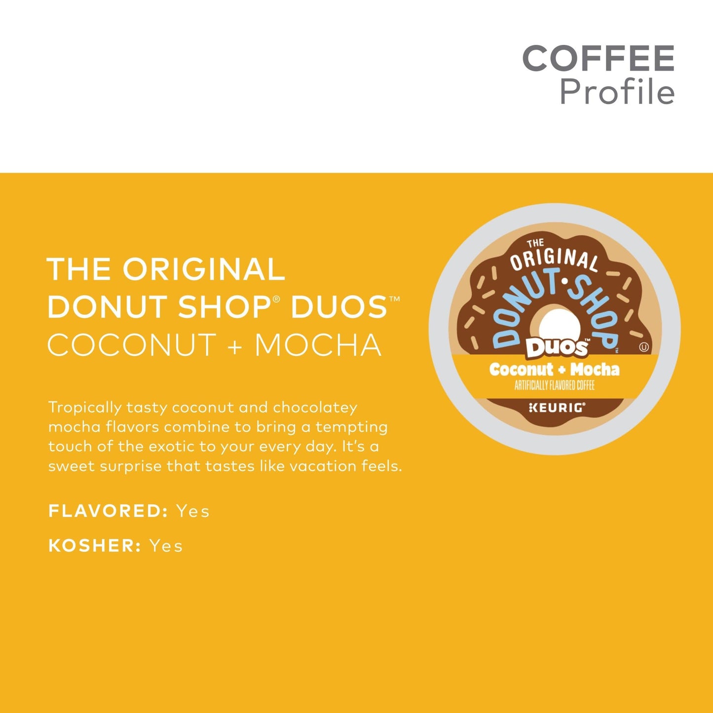 The Original Donut Shop Duos Coconut + Mocha Keurig Single-Serve K-Cup Pods, Medium Roast Coffee, 96 Count