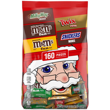 M&M'S Milk Chocolate, M&M'S Peanut, SNICKERS, TWIX, & MILKY WAY Fun Size and Mini Chocolate Christmas Candy Individually Wrapped