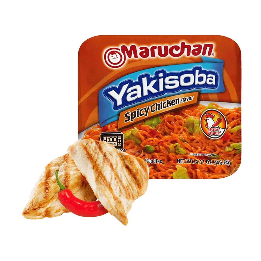 Maruchan Yakisoba Spicy Chicken Flavor, 4.11 Oz, Pack Of 8, (4178990743)