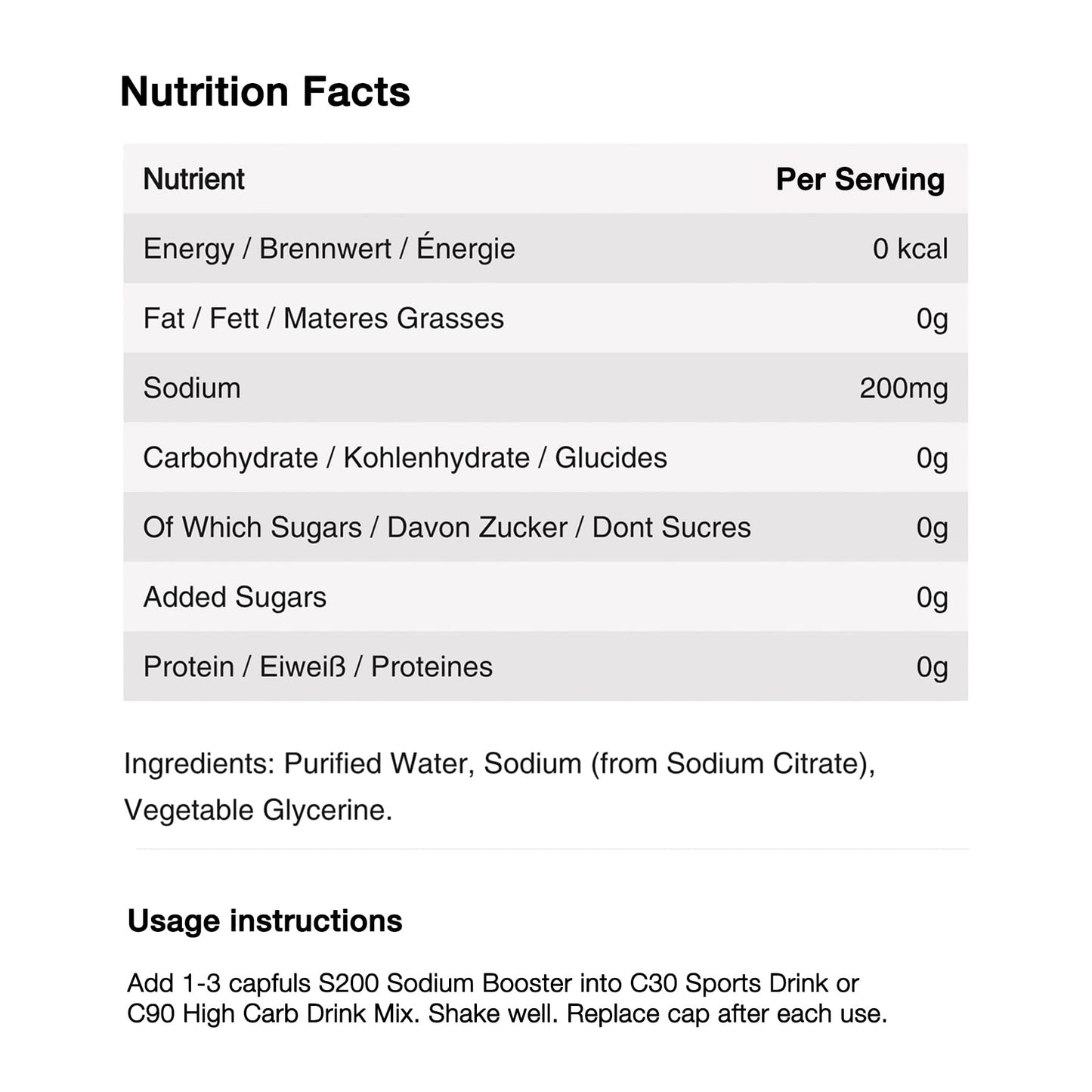 NeverSecond S200 Sodium Booster - High-Performance Electrolyte Liquid for Triathlon, Cycling & Running (30 Servings)