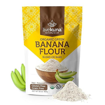 LiveKuna Organic Banana Flour - Gluten-Free & Grain-Free, 32 oz, Non-GMO, All-Purpose Baking Alternative