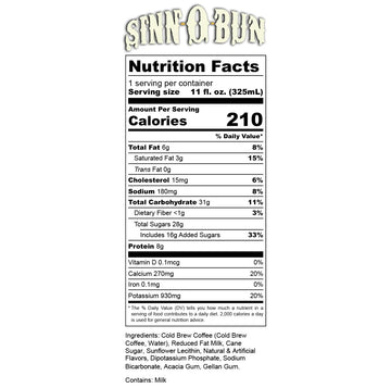 Bones Coffee Company Sinn 'O' Bunn Cinnamon Rolls Flavored Cold Brew Latte, Medium Roast Iced Coffee In Can,Ready To Drink, 11 F