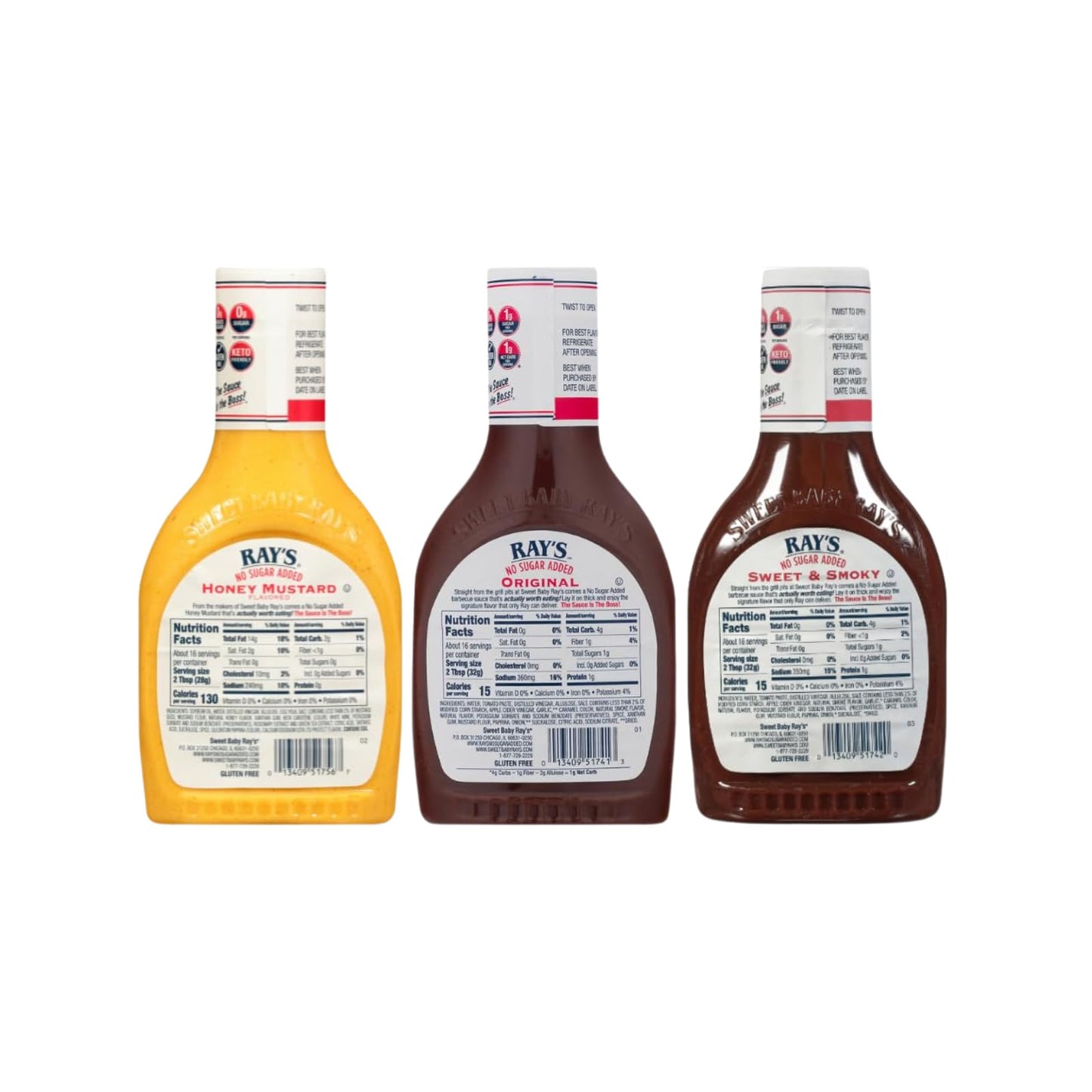 Sweet Baby Ray'S Variety Bbq Sauce Set - Honey Mustard, Original, And Sweet & Smoky - 18 Oz Bottles, Pack Of 3 For Flavorful Gri