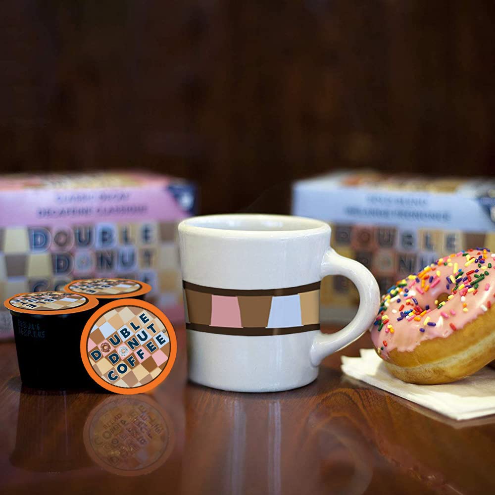 Double Donut Coffee Pods, Caramel Macchiato, Medium Roast, 24 Count, Recyclable for Keurig K Cups