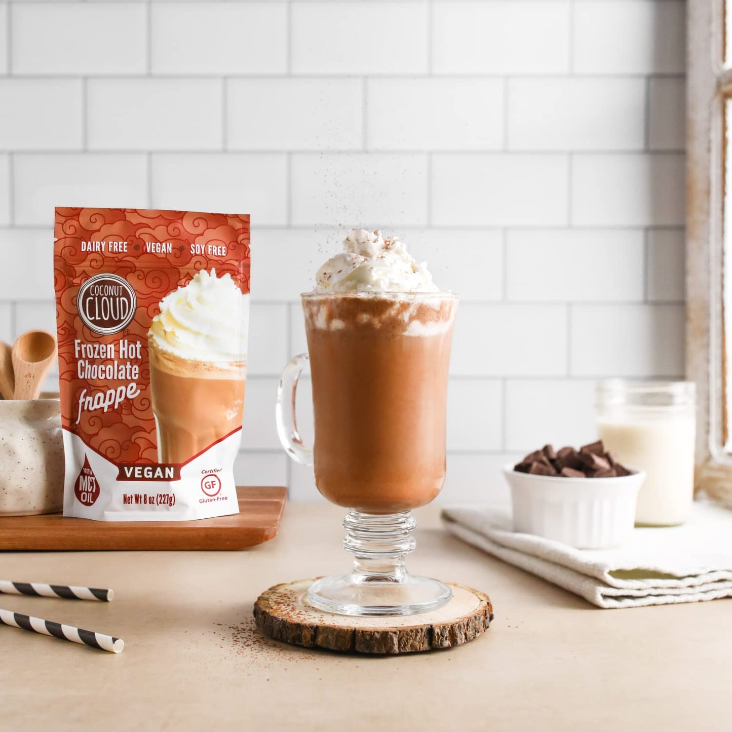 Coconut Cloud Frozen Hot Chocolate | Blended Instant Frappe Iced Cocoa | Add Nut Milk, Ice & Enjoy | Easy, Creamy, Delicious, Ta