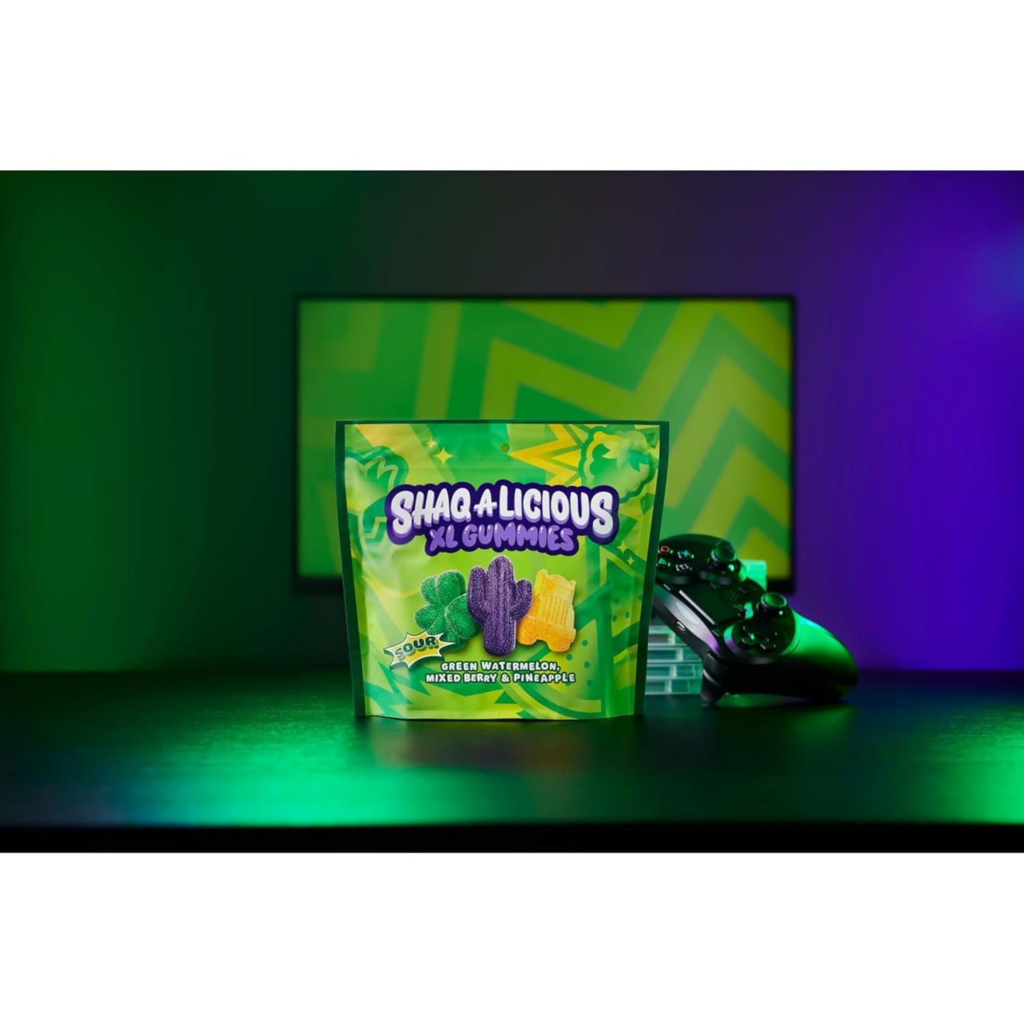 9 SHANIS ROOTS SHOOTS Shaq-a-licious XL Gummies, Jumbo Fruit-Flavored Candy, 11.8 oz, Fun Shapes, Chewy Snack Treats, Pack of 