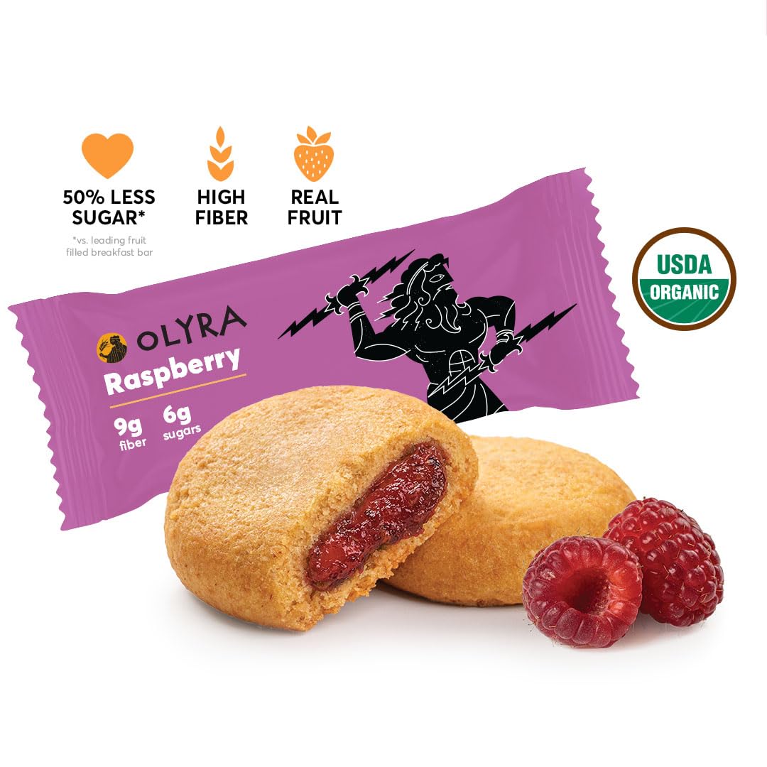 Olyra Organic Raspberry Fruit Snacks, Vegan, Low Sugar, High Fiber, Pack of 12