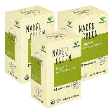MAEDA-EN NAKED GREEN Organic Sen-cha with Matcha 36 Tea Bags Hot or Cold Drink Green Tea Japanese Origin Individually Wrapped Te