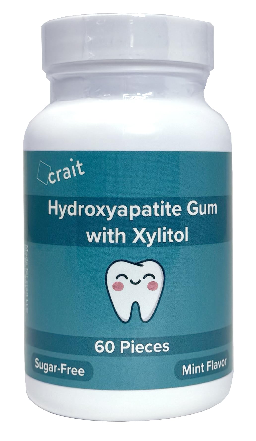 crait Hydroxyapatite Gum Remineralizing Gum with Non-Nano Hydroxyapatite and Xylitol  70mg HA Per Piece  Sugar-Free Mint Chewing Gum for Fresh Breath  Bad Breath Treatment  60 Pieces