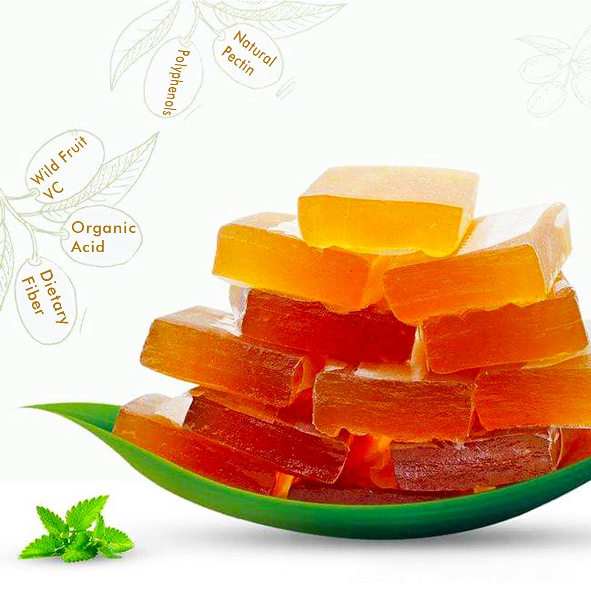 Chewy Sour Jujube Cake Candy, Natural Fruit Jelly, Sour & Sweet Jujube Fruit Leather, Individually Wrapped, Vegan, Rich In Vitam