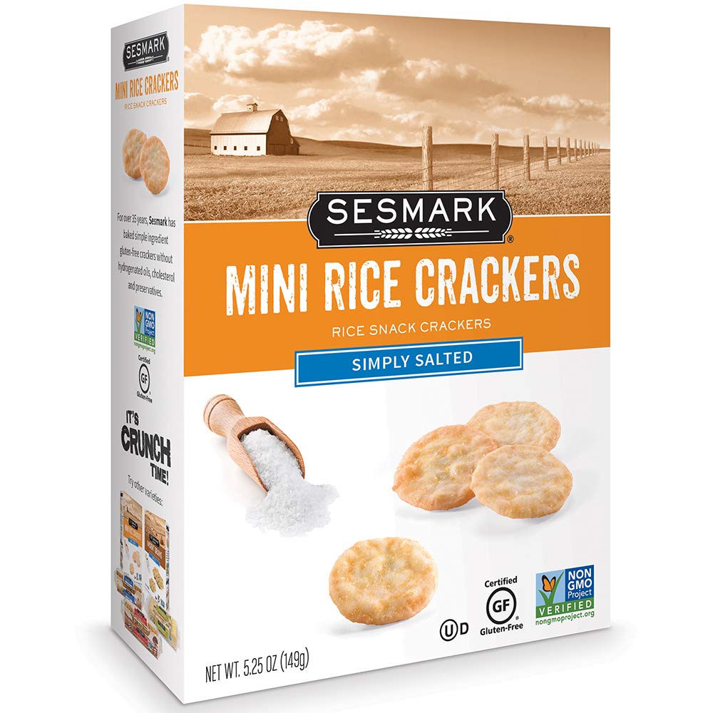 Sesmark Mini Rice Crackers Simply Salted - Gluten Free Rice Crackers Non Gmo Project Verified - 5.25 Oz. (Pack Of 6)