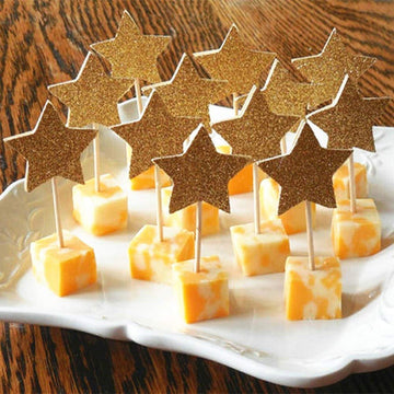 Glitter Little Star Cupcake Toppers Gold Party Cupcake Decorations For Party Dessert Decorations Topper, Pack Of 50
