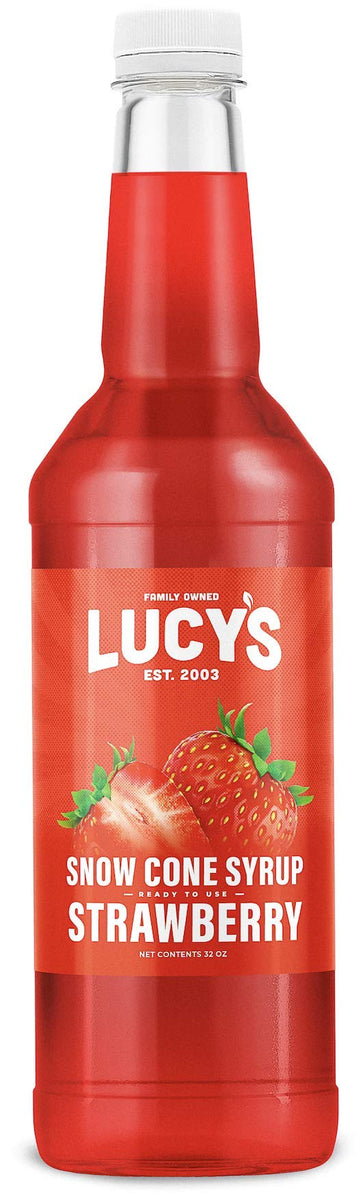 Lucys Shaved Ice Snow Cone Syrup - Strawberry - 32 oz Bottle - Perfect for Summer Treats