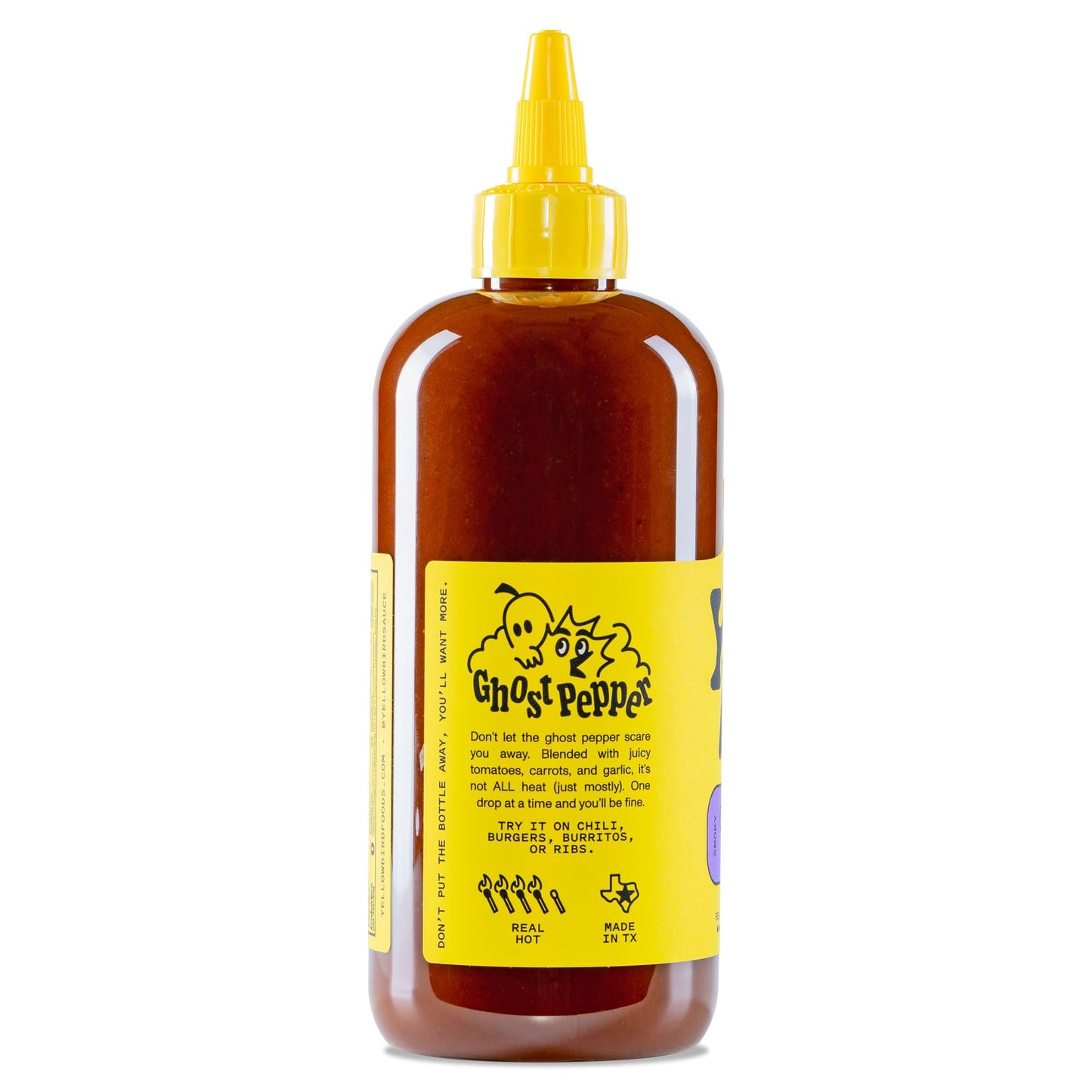 Yellowbird Ghost Pepper Hot Sauce - Smoky Pepper Sauce with Tomatoes & Onions - 19.6 oz - Plant-Based, Gluten Free, Non-GMO