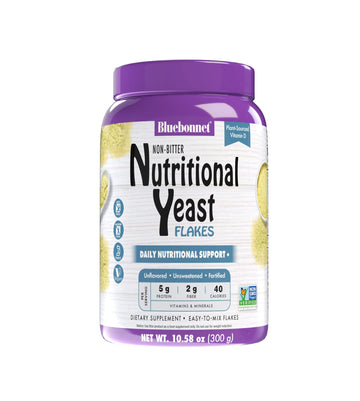 BlueBonnet Nutrition Non-Bitter Nutritional Yeast Flakes - Plant-Sourced Protein, B Vitamins & Vitamin D - Non-GMO, Vegan, Koshe