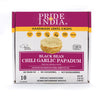 Pride of India Chili Garlic Papadum, 10 Count (3.53oz - 100g) | Indian Lentil Crisps (Papad) | Gluten-Free, Vegan, Healthy Snack