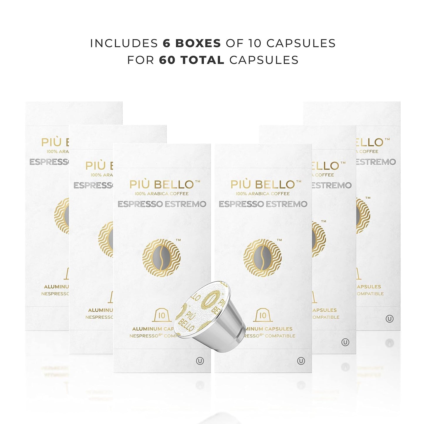 PIU BELLO Espresso Coffee Pods – Compatible with Nespresso Original – Rich & Balanced Taste – 60 Count (Single Flavor)