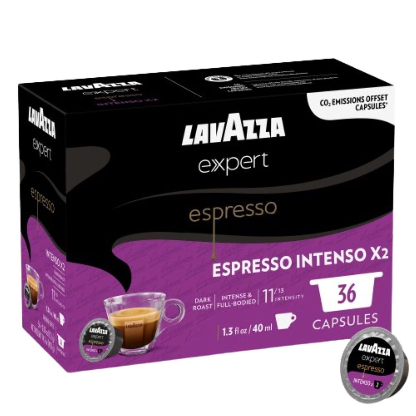 Lavazza Expert Espresso Intenso Capsules, Dark Roast, Arabica & Robusta, Compatible with Lavazza Classy Machines, 36 Count
