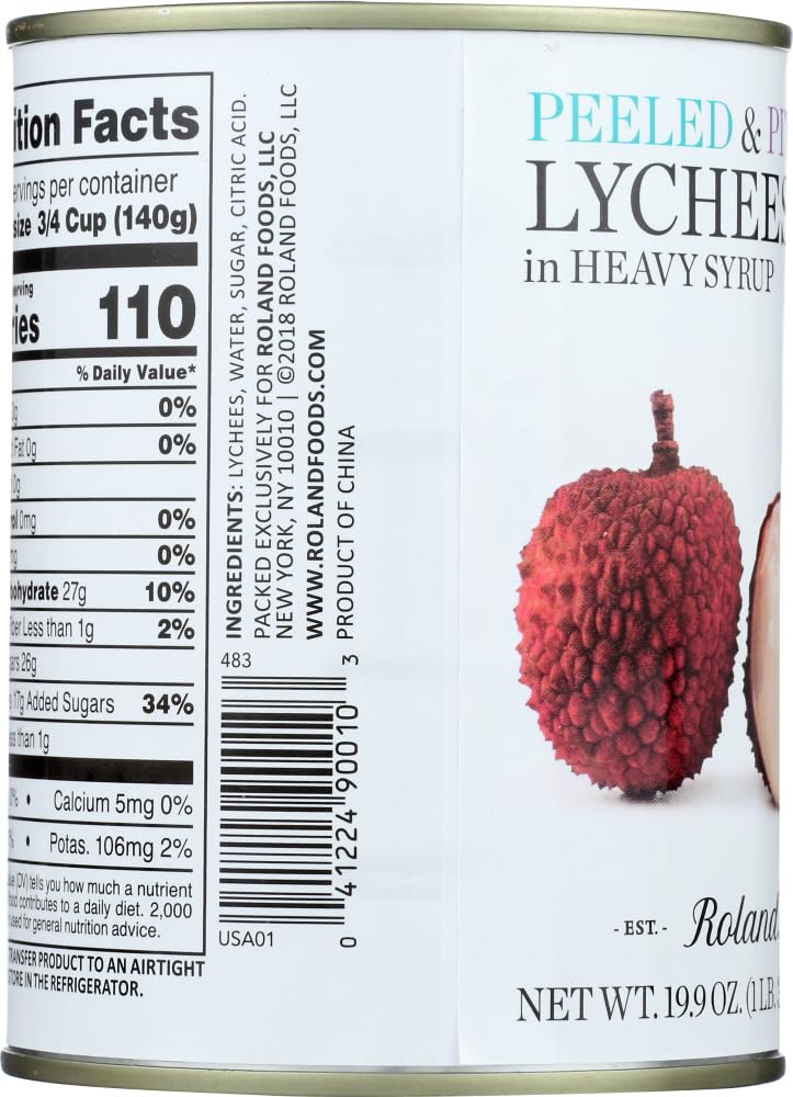 Roland Lychees, Whole in Heavy Syrup, 20 Ounce (Pack of 24)