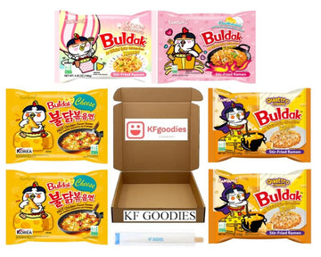 Samyang Buldak Hot Spicy Chicken Ramen Noodle Korean Stir-Fried Ramen (6, 1 Carbonara,1 Cream Carbonara, 2 Cheese, 2 Quattro Che