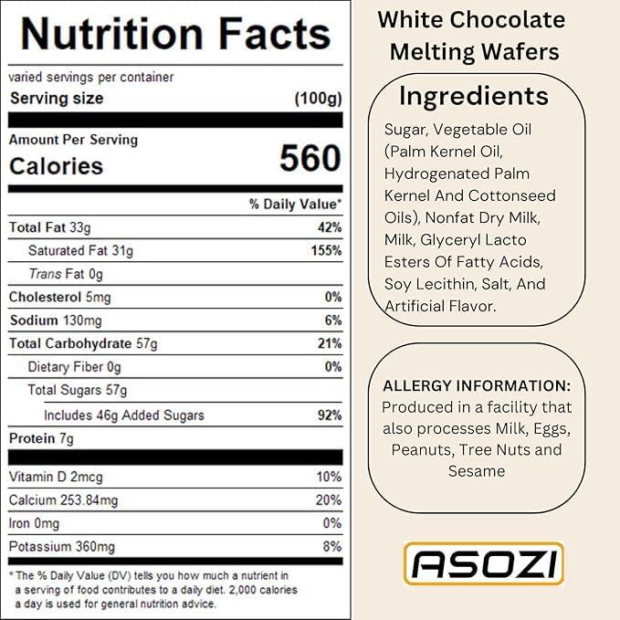 White Chocolate Coating Melting Wafers 2Lb- Creamy And Sweet Taste, Perfect For Molding, Dipping, Desserts, And Candy 32Oz (Whit