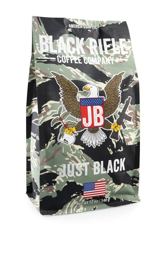 Black Rifle Coffee Company Whole Bean Medium Roast Coffee, 12oz Bag - Just Black Blend, Colombian & Brazilian Beans