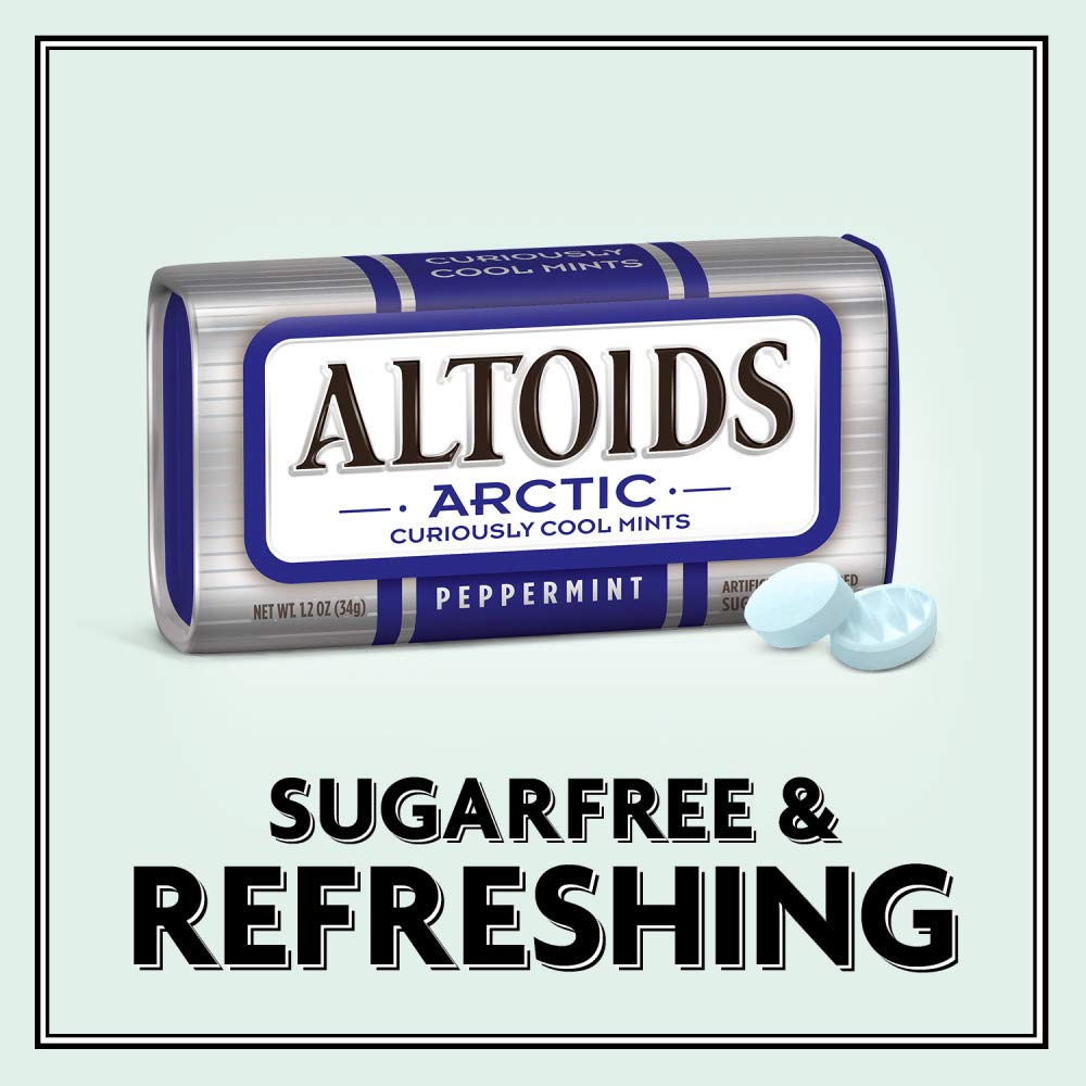 Altoids Arctic Peppermint Breath Mints, 1.2 oz Tin, Pack of 8, White