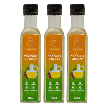 Islands Harvest Organic Coconut Vinegar Pack of 3 - Vegan, Kosher, Halal, Non-GMO, USDA Organic - Rich & Tangy with Aromatic Coc