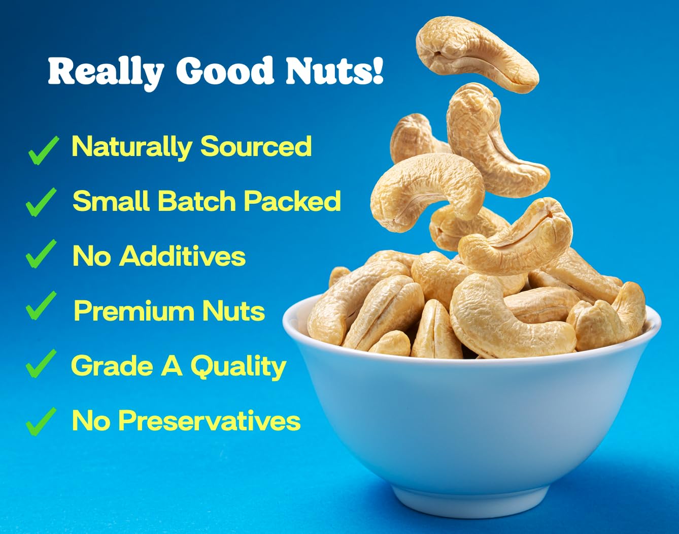 Really Good Nuts! - Organic Raw Cashews, 1 Lb (16 Oz), Perfect For Making Cashew Milk! - Kosher, Gluten-Free, Non-Gmo, Vegan, Wh