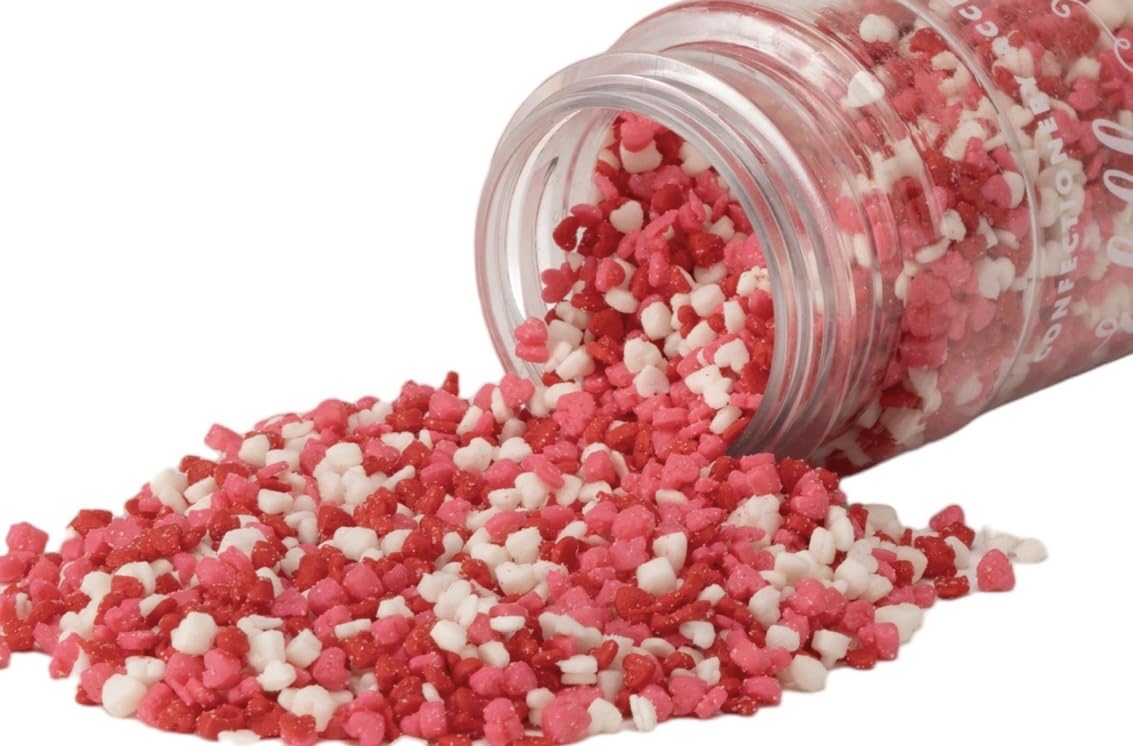 Edible Accents Mini Hearts - Confectionery Accents, Gluten Free, Egg Free, Nuts Free, Kosher, Fancy Sprinkles Medley Mix, For Ba