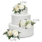 Rinlong 3Pcs Pre-Made Cake Toppers White Flowers Cake Decorations Wedding Cake Decorating Flowers Decor Birthday Baptism Party C