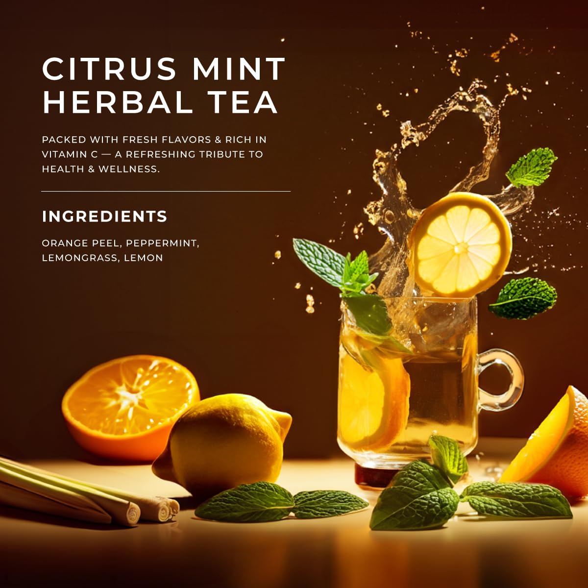 Gya Tea Co Citrus Mint Loose Leaf Tea - Refreshing Peppermint & Lemongrass - 5.29 Oz (70 Cups)