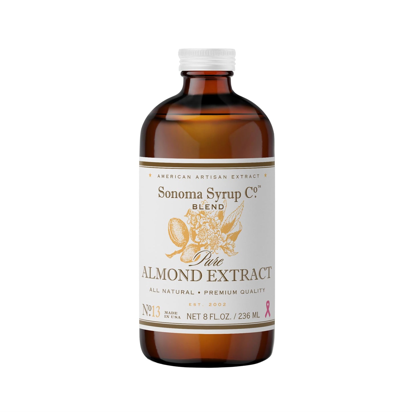 Sonoma Syrup Co Pure Almond Extract, Hand Crafted, 8 Fl Oz, Ideal for Baking