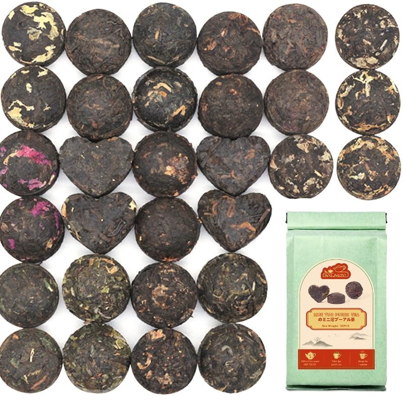 LWXLJMJZC-Ripe Puerh Tea Mini Cake 30pcs(10 Tastes*3pcs) |Yunnan Pu-erh Tea |Rice Balls (Cook&uncook) Puerh Tea | Mini Tuo Cha Black Tea